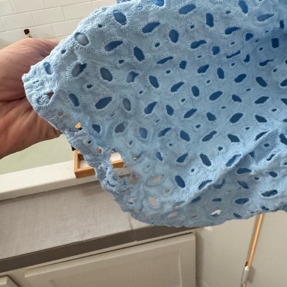 PrettyGarden | Blue Eyelet Mini Dress - Picture 4 of 4